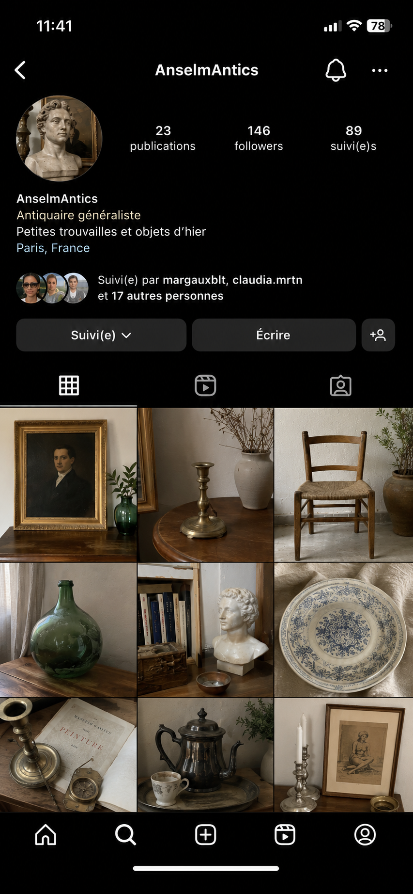 Même compte après mise en scène, feed cohérent et lumineux